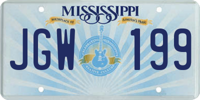MS license plate JGW199