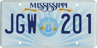 MS license plate JGW201
