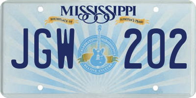 MS license plate JGW202