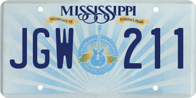 MS license plate JGW211