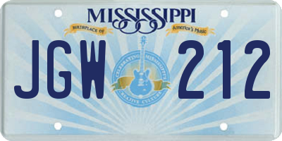 MS license plate JGW212