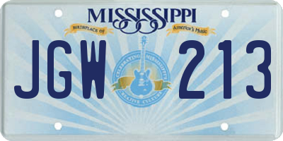 MS license plate JGW213
