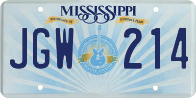 MS license plate JGW214