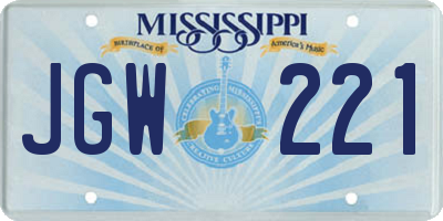 MS license plate JGW221