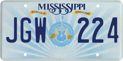 MS license plate JGW224
