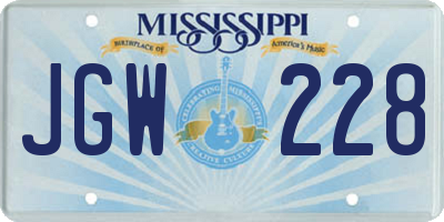 MS license plate JGW228
