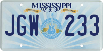 MS license plate JGW233