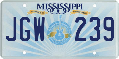MS license plate JGW239