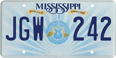 MS license plate JGW242