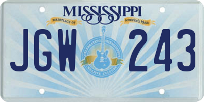 MS license plate JGW243