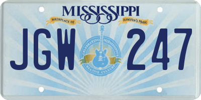 MS license plate JGW247