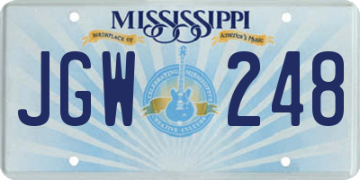 MS license plate JGW248