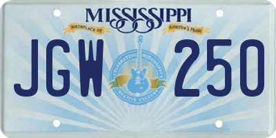 MS license plate JGW250
