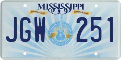 MS license plate JGW251