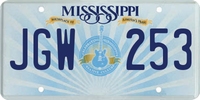 MS license plate JGW253