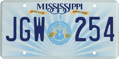 MS license plate JGW254