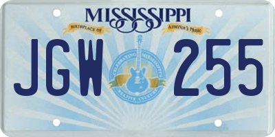 MS license plate JGW255