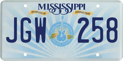MS license plate JGW258