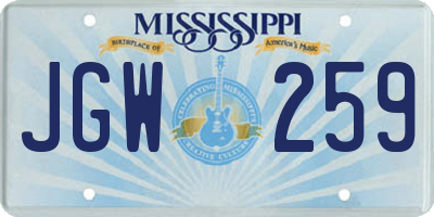 MS license plate JGW259