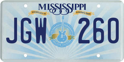MS license plate JGW260
