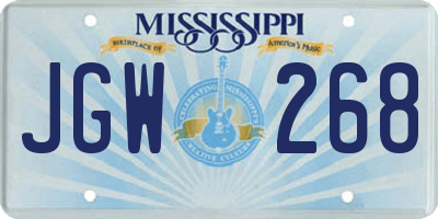MS license plate JGW268