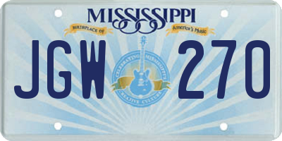 MS license plate JGW270