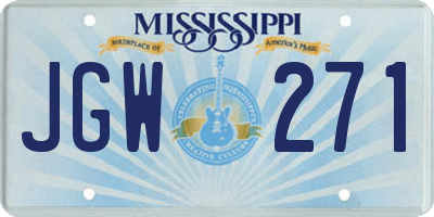 MS license plate JGW271