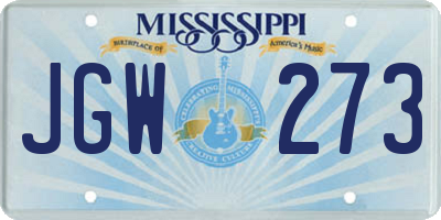 MS license plate JGW273