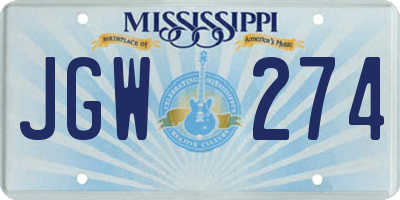 MS license plate JGW274
