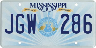 MS license plate JGW286