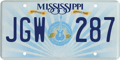 MS license plate JGW287