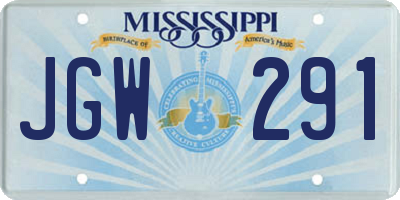 MS license plate JGW291
