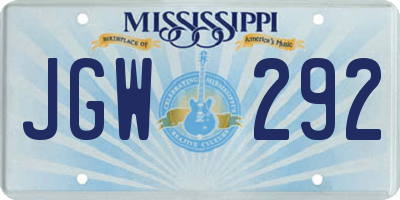 MS license plate JGW292