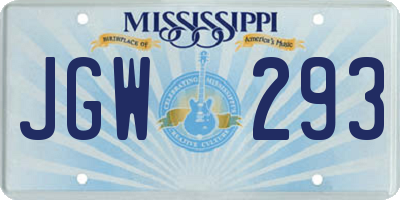 MS license plate JGW293