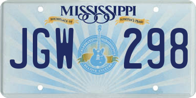 MS license plate JGW298