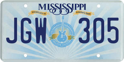 MS license plate JGW305