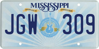 MS license plate JGW309