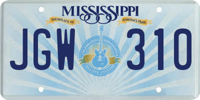 MS license plate JGW310