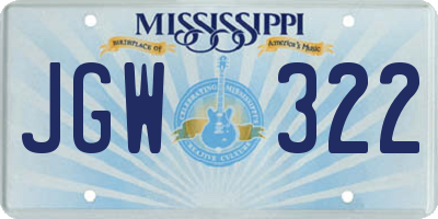 MS license plate JGW322