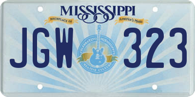 MS license plate JGW323