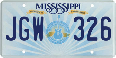 MS license plate JGW326