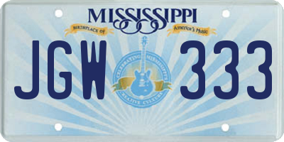 MS license plate JGW333