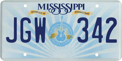 MS license plate JGW342