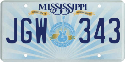MS license plate JGW343