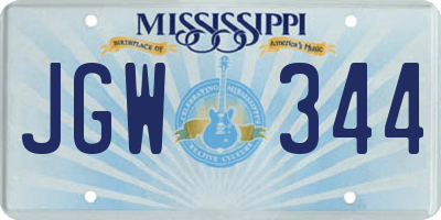 MS license plate JGW344