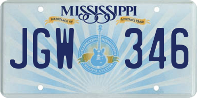 MS license plate JGW346