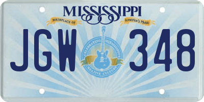 MS license plate JGW348
