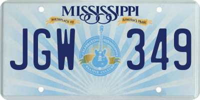 MS license plate JGW349