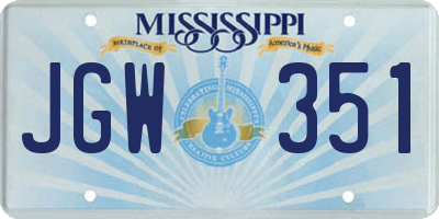 MS license plate JGW351