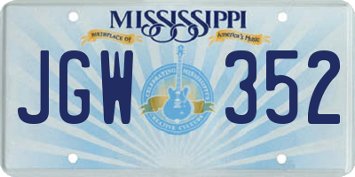 MS license plate JGW352